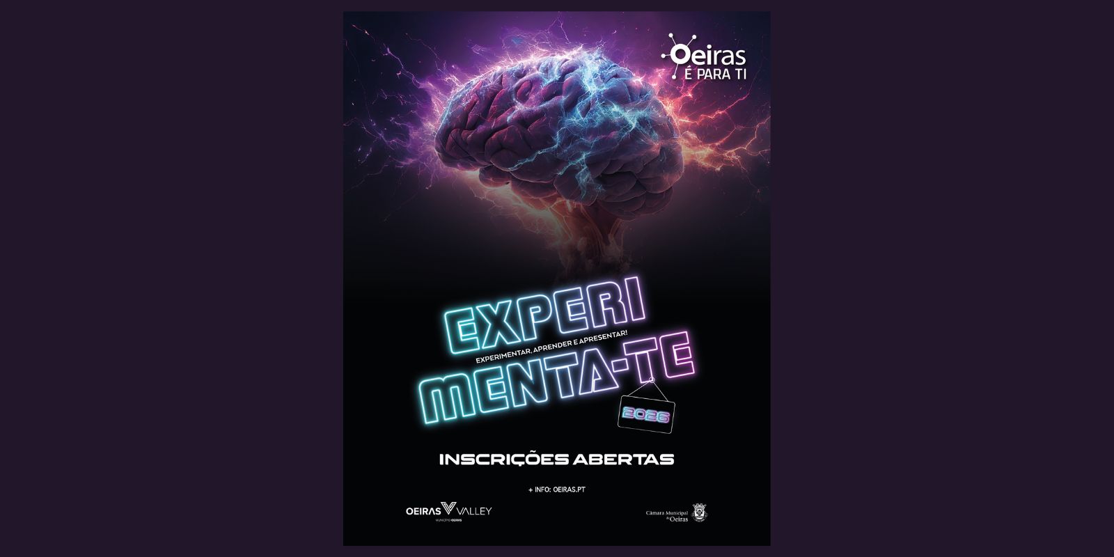 banner com a imagem de um cerebro, o nome do programa e a legenda inscrições abertas