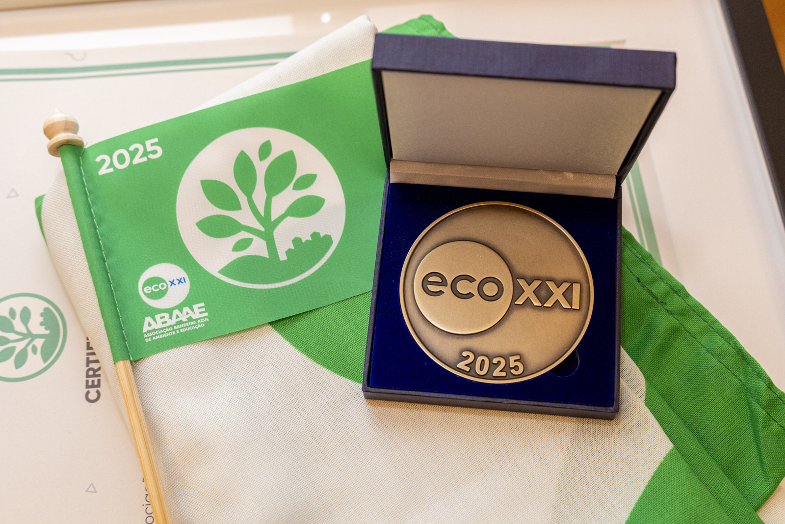 Medalha com o prémio recebido