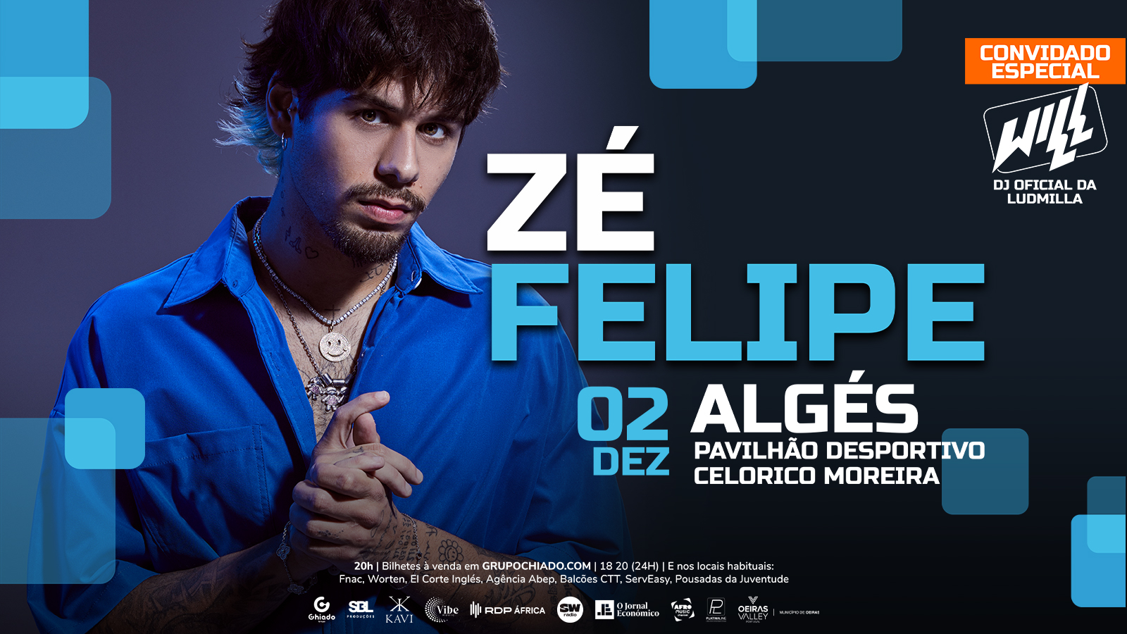 Banner do evento com fotografia de Zé Felipe