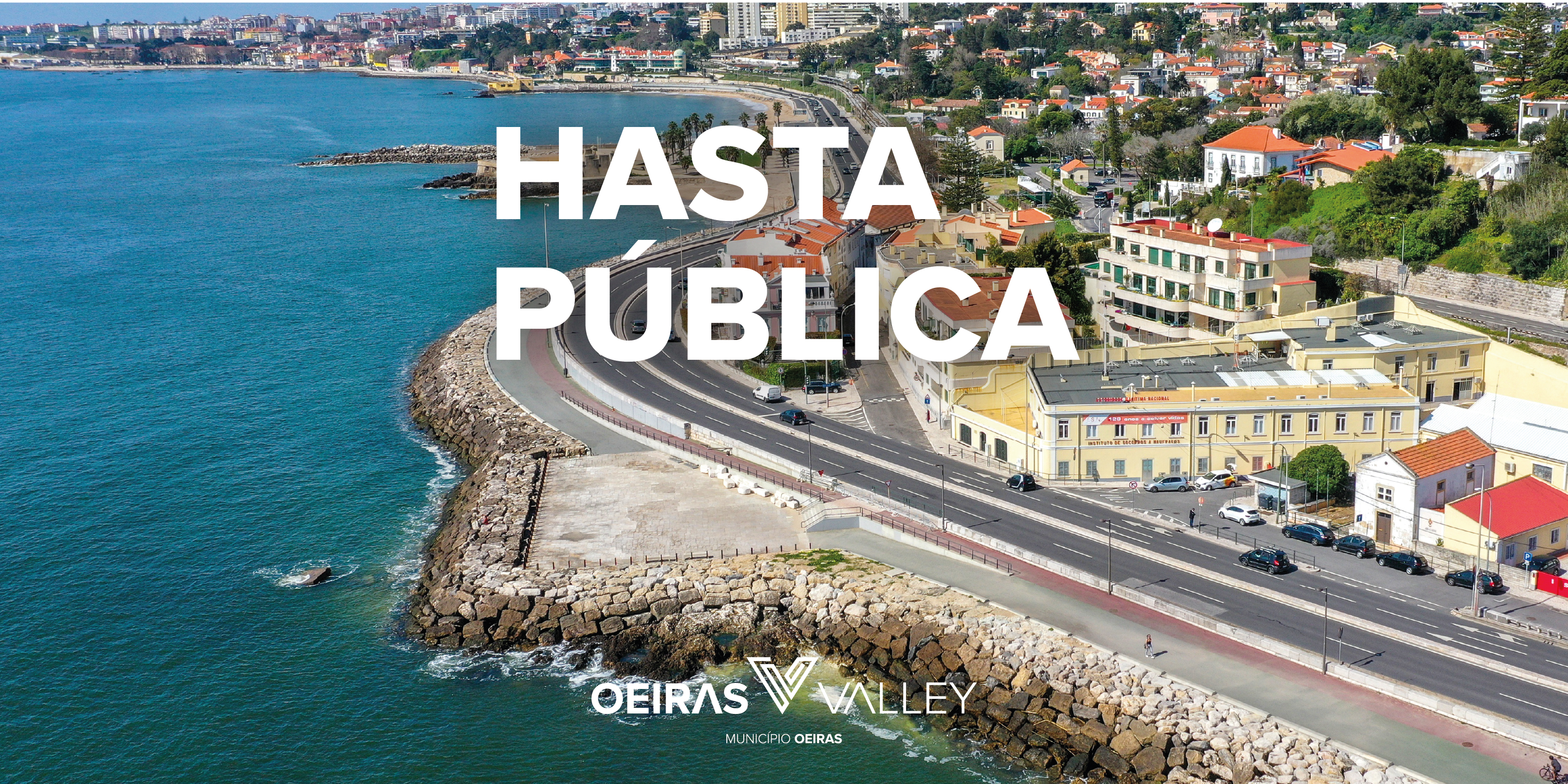 banner alusivo à hasta pública com imagem de fundo do passeio marítimo