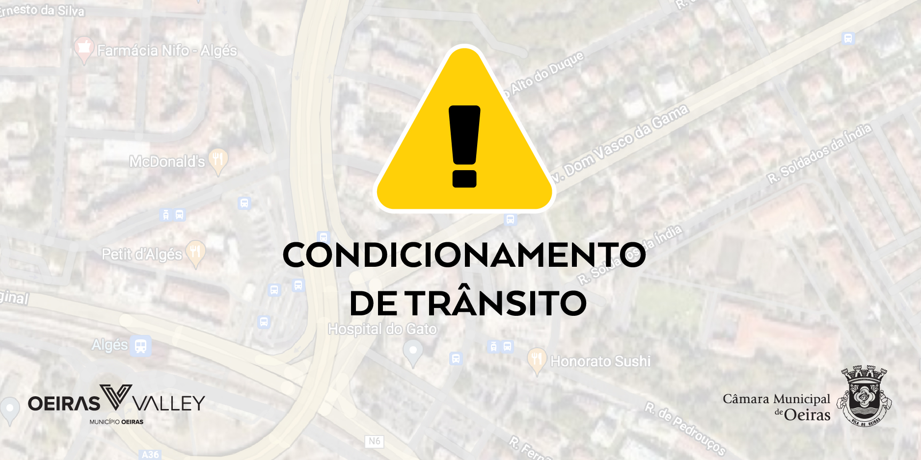imagem de condicionamento de trânsito com triângulo amarelo
