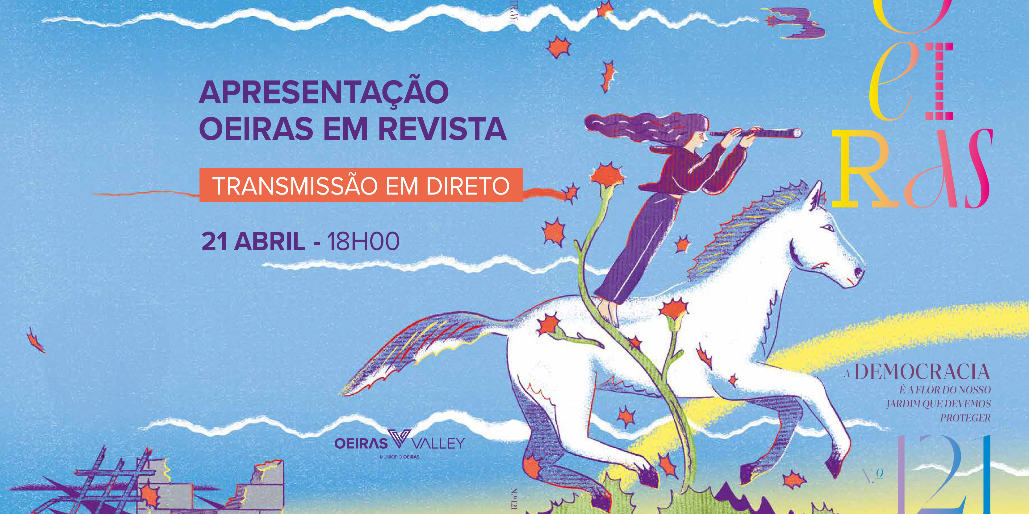banner informativo do evento com ilustração da revista