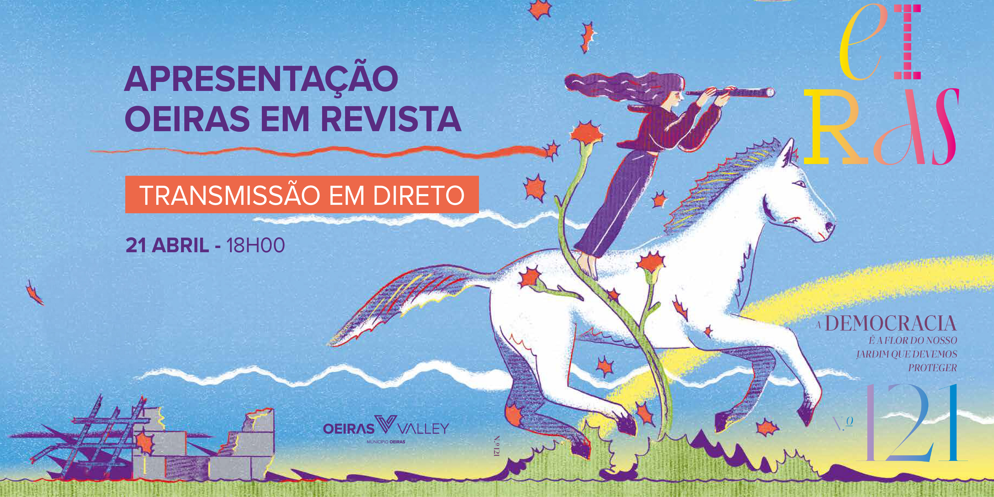 banner informativo do evento com ilustração da revista