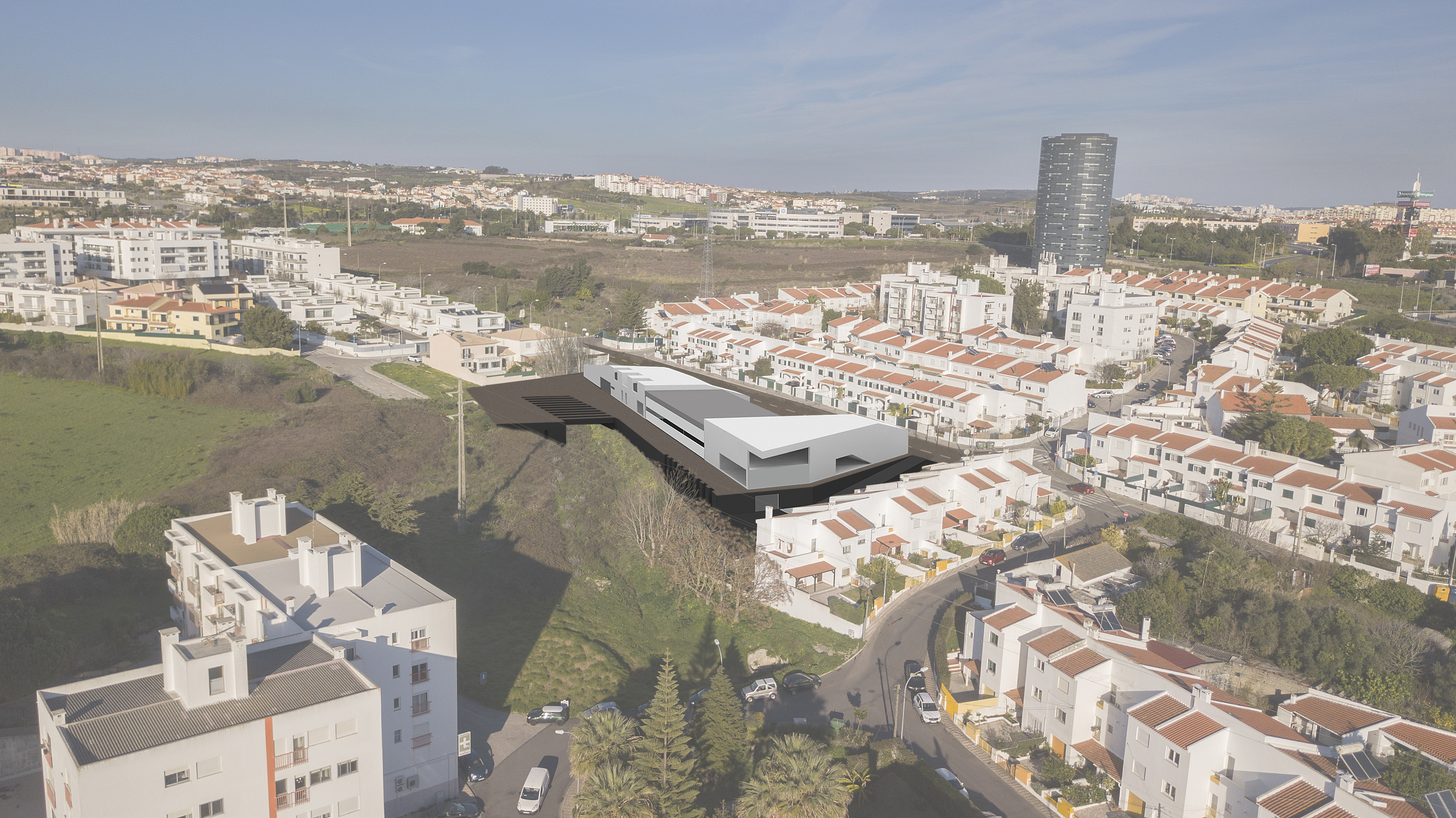 imagem de projeto do futuro quartel de Bombeiros de Oeiras