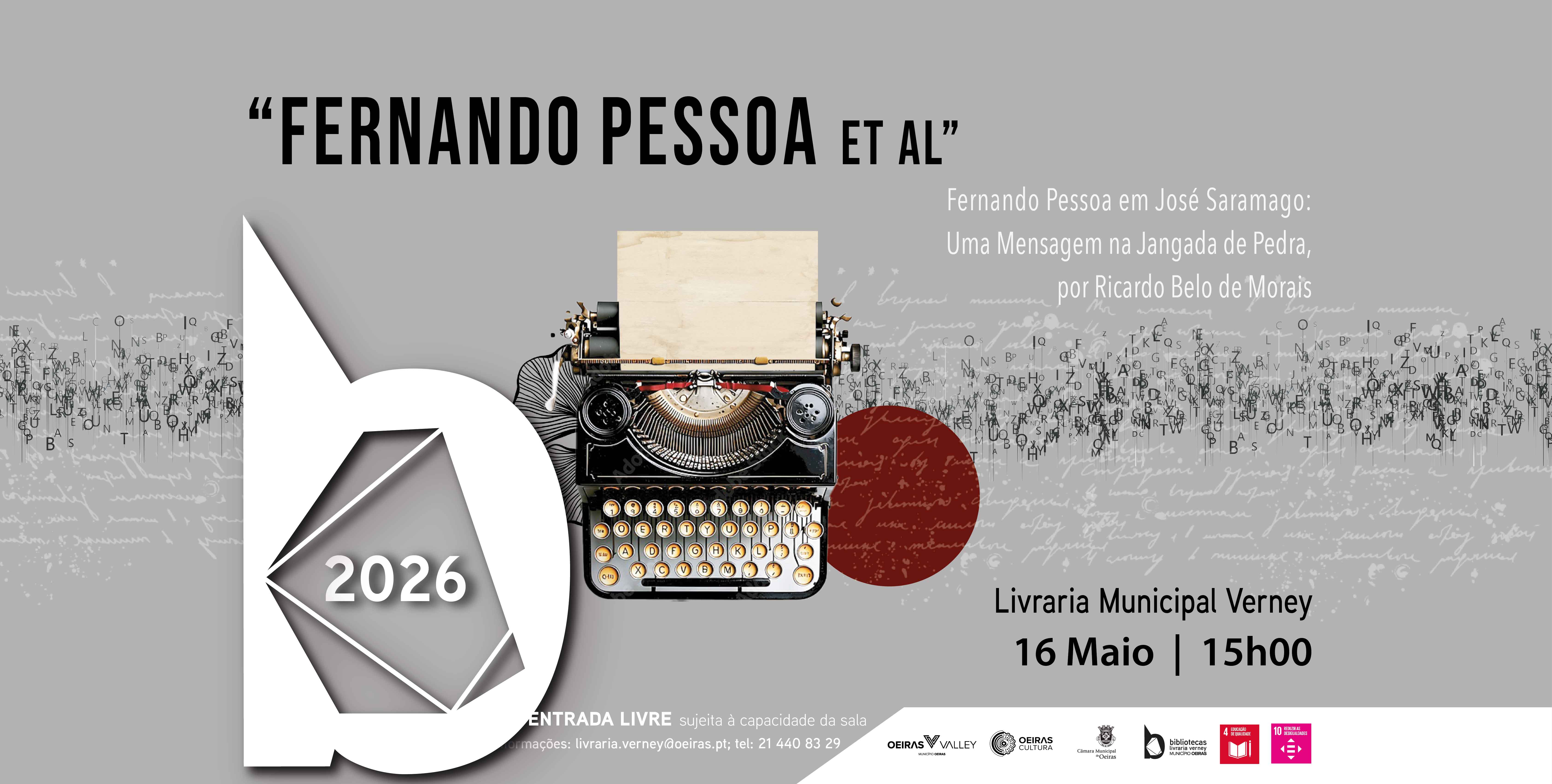 banner informativo do evento com imagem de maquina de escrever