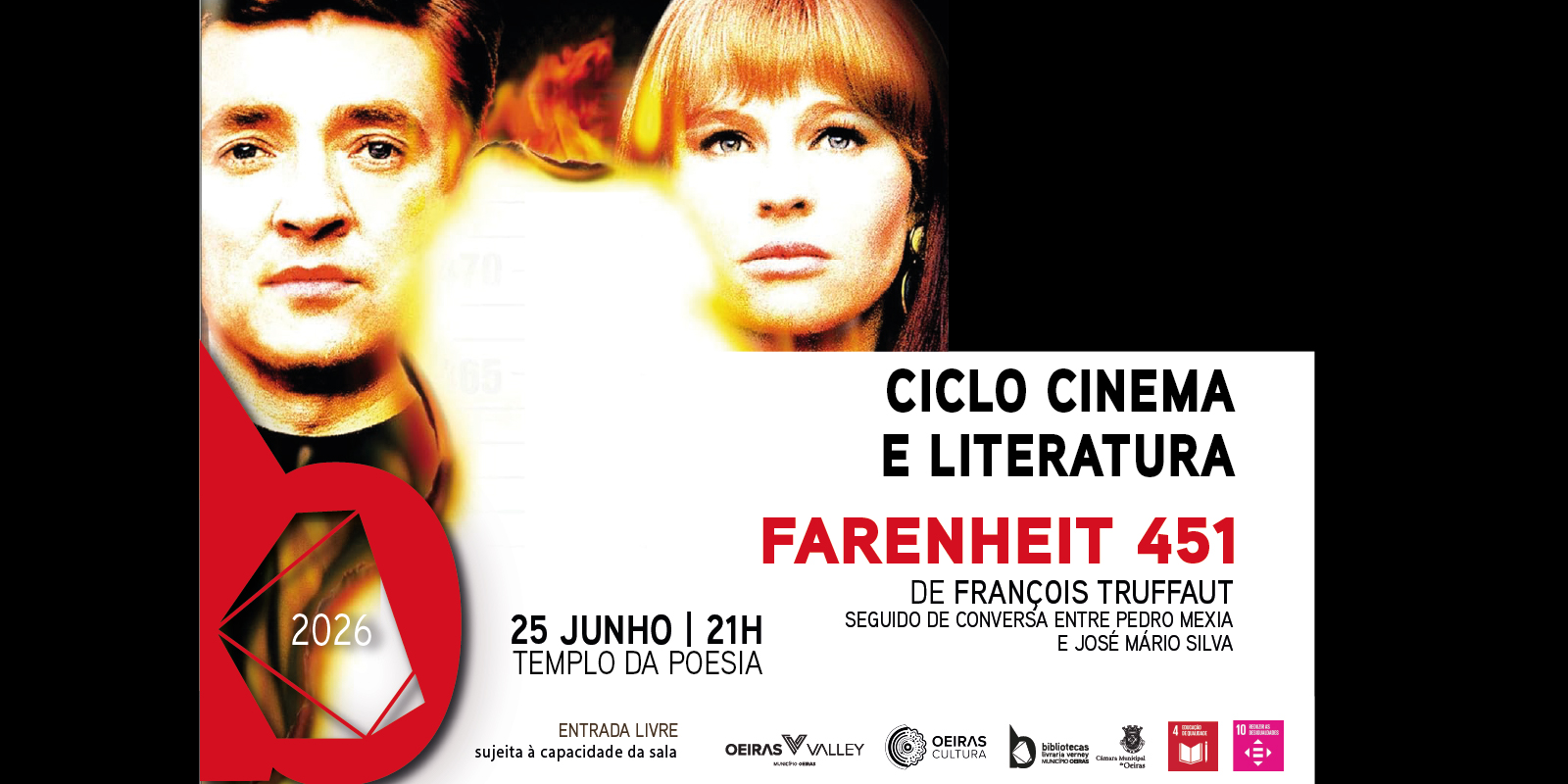 banner informativo do evento com fotografia do filme