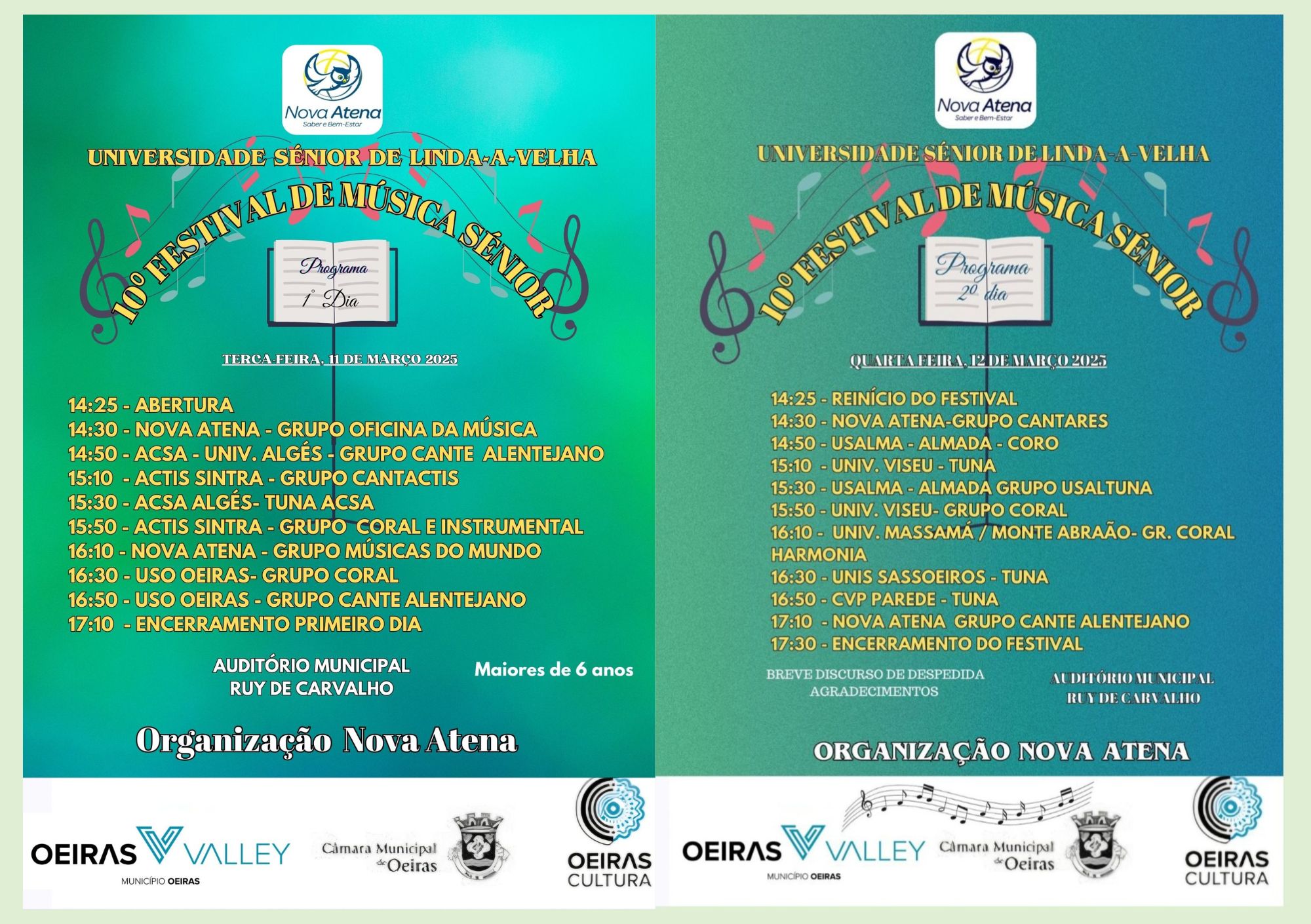 Calendário de concertos Nova Atena