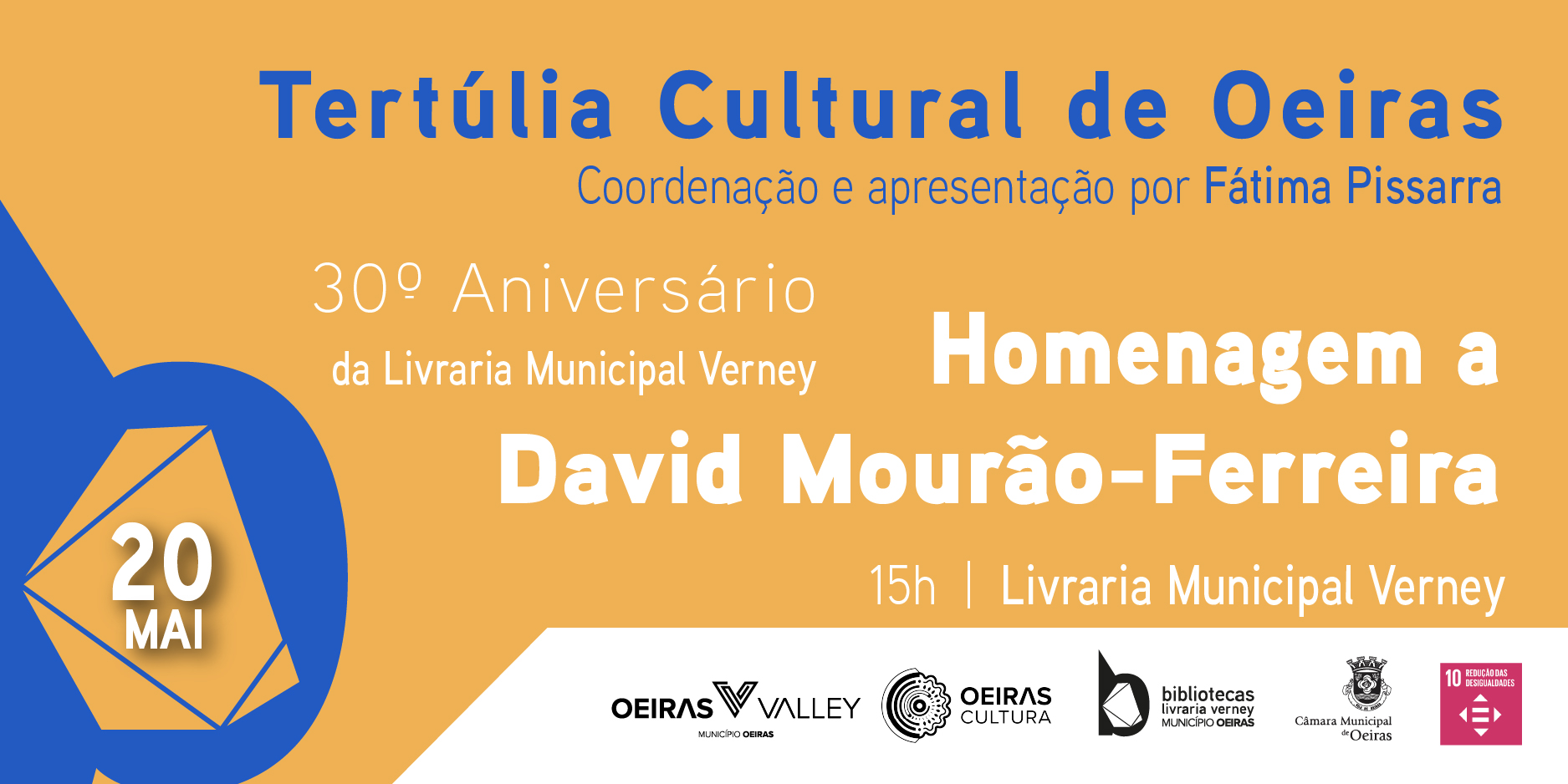Tertúlia Cultural de Oeiras – Homenagem a David Mourão-Ferreira com fundo amarelo