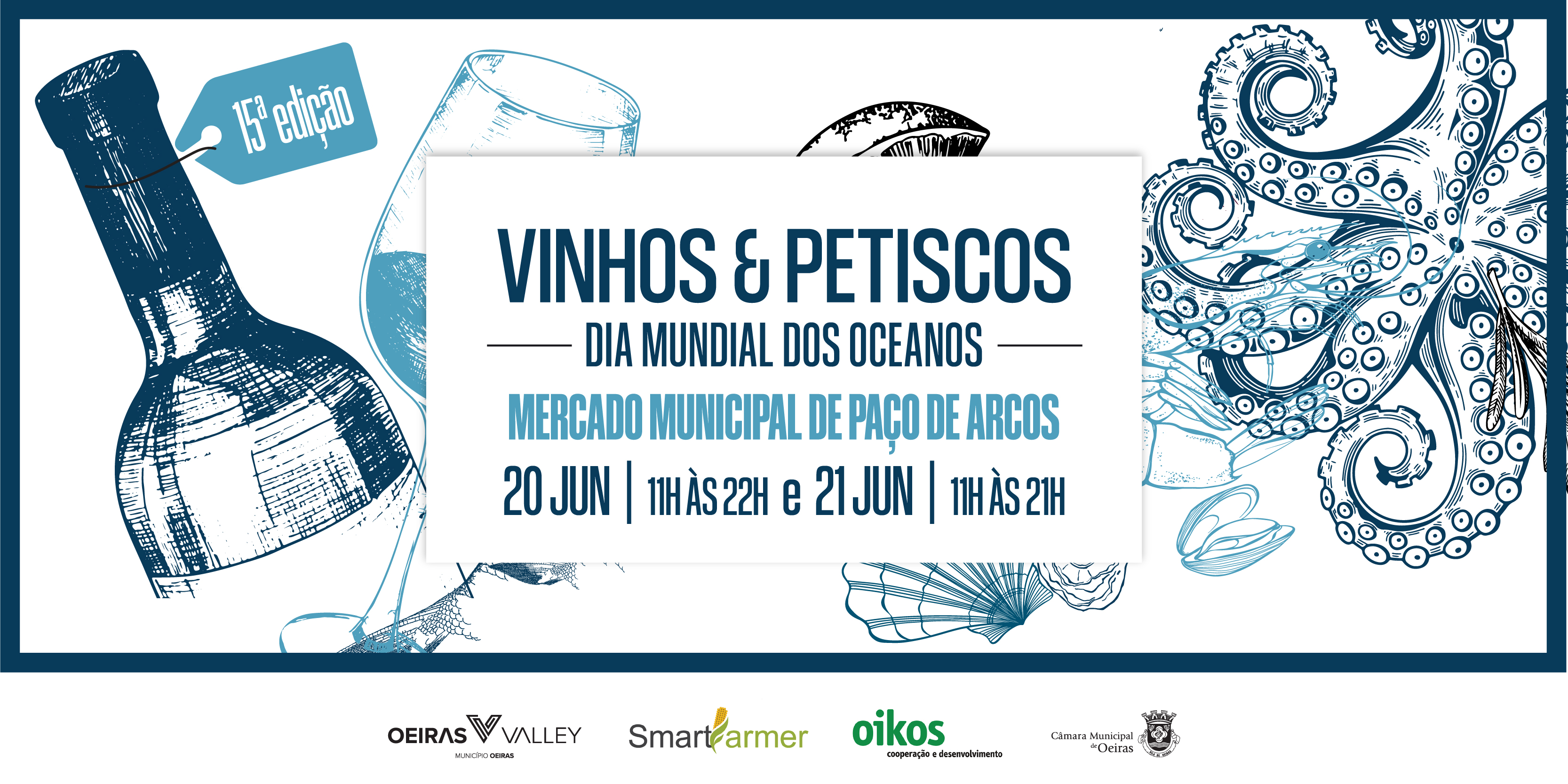 banner informativo do evento em tons de branco e azul