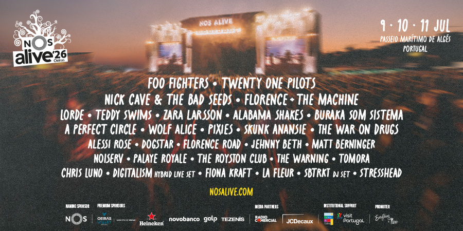 Banner com lineup do NOS Alive 2026
