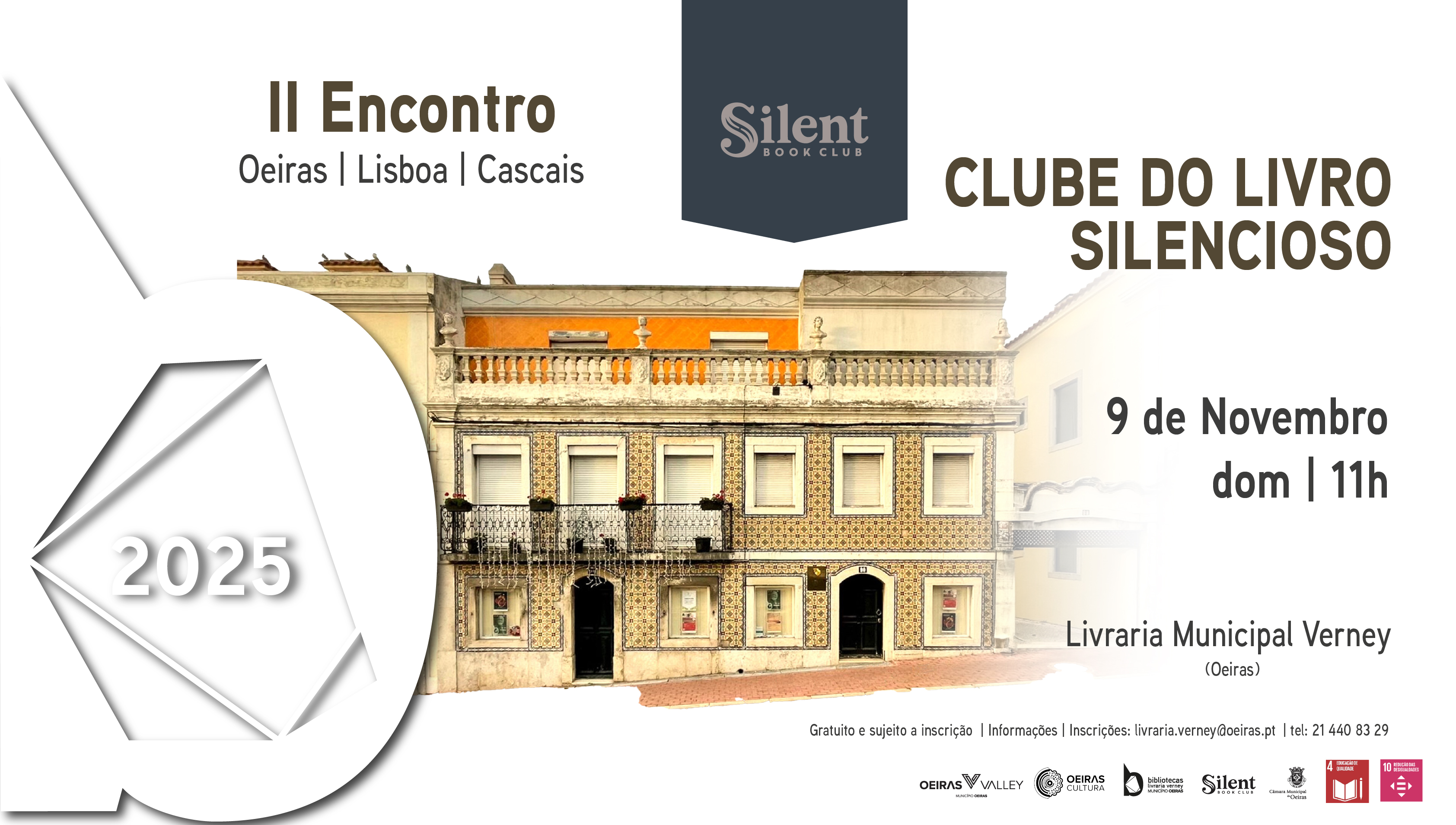 banner informativo do evento com fotografia da Livraria Municipal Verney