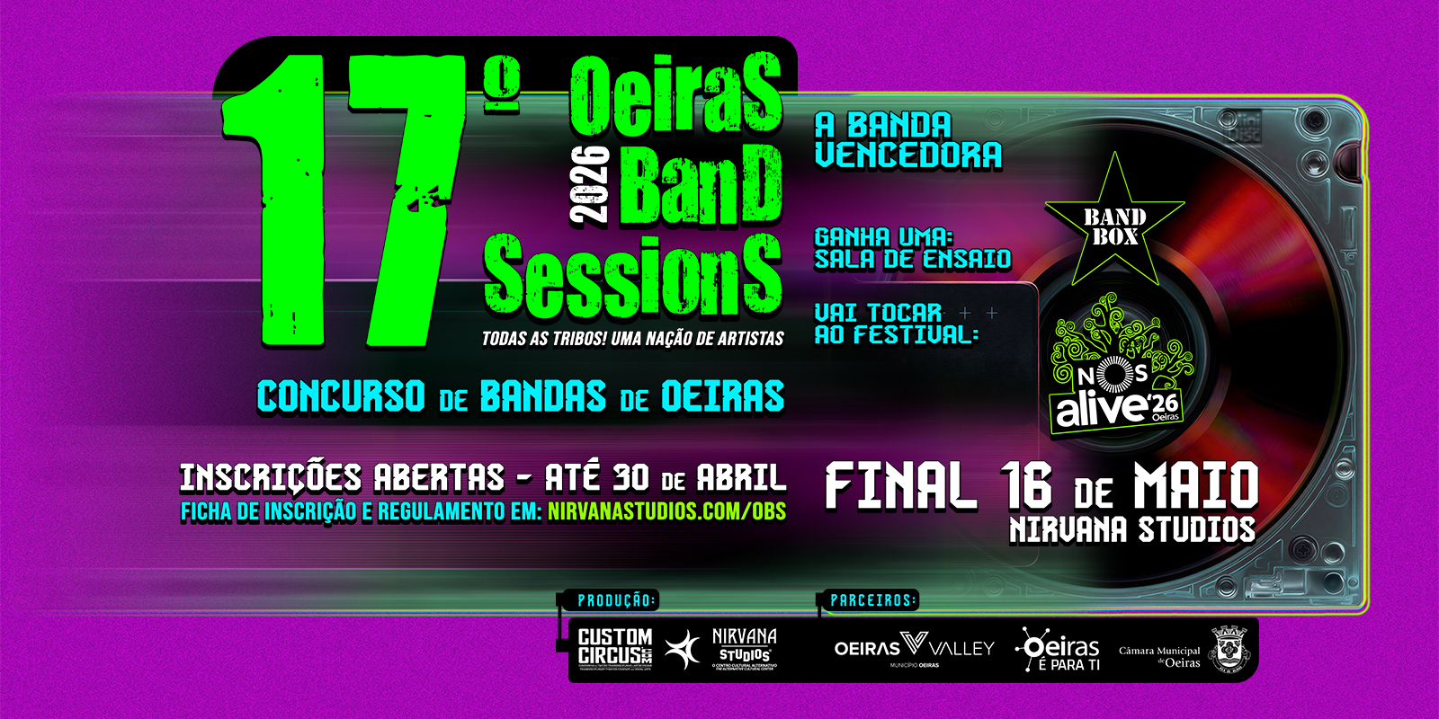 banner com cores vibrantes com informação sobre o concurso, prémios e datas