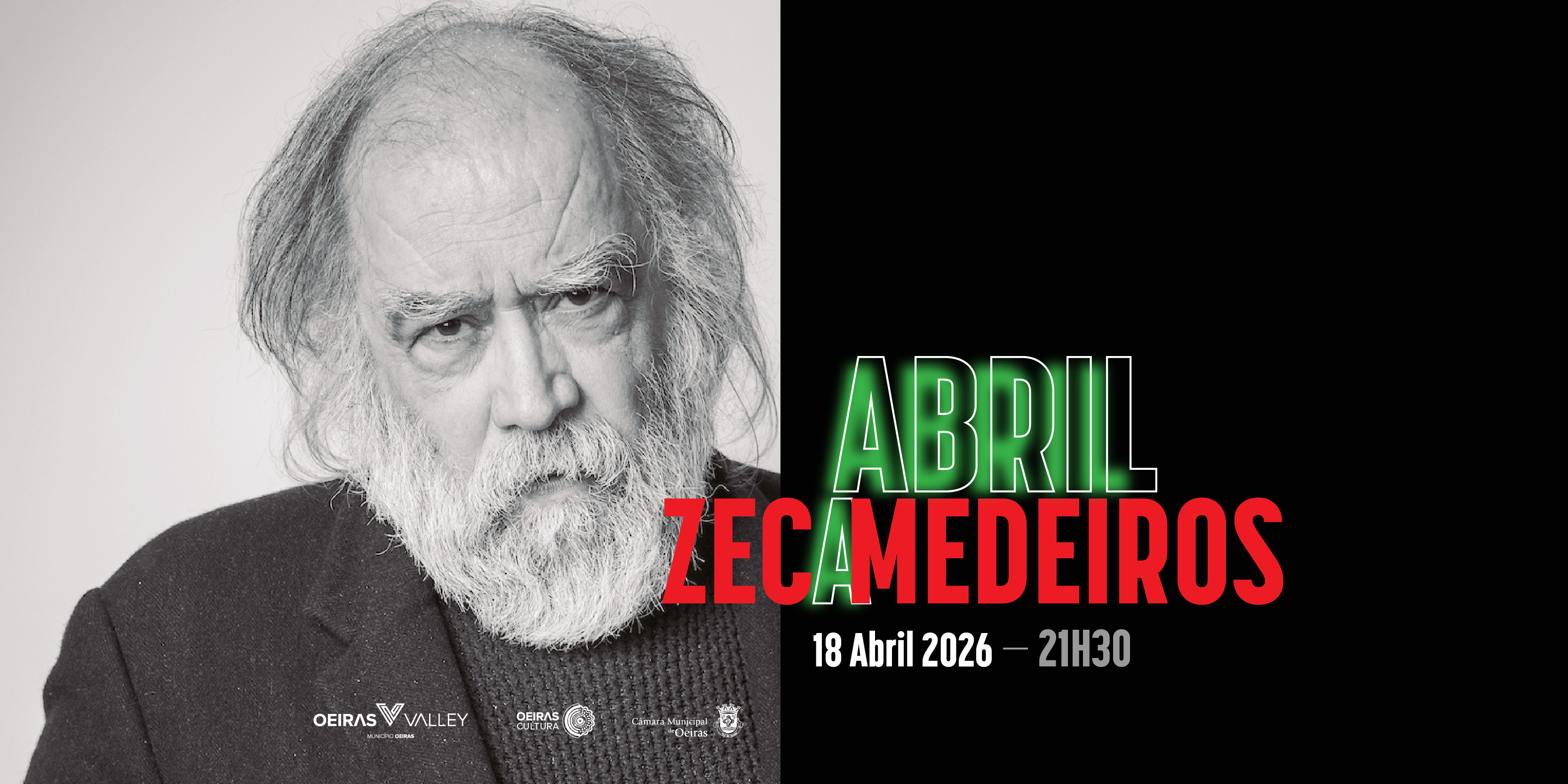 banner informativo do evento com fotografia do cantor