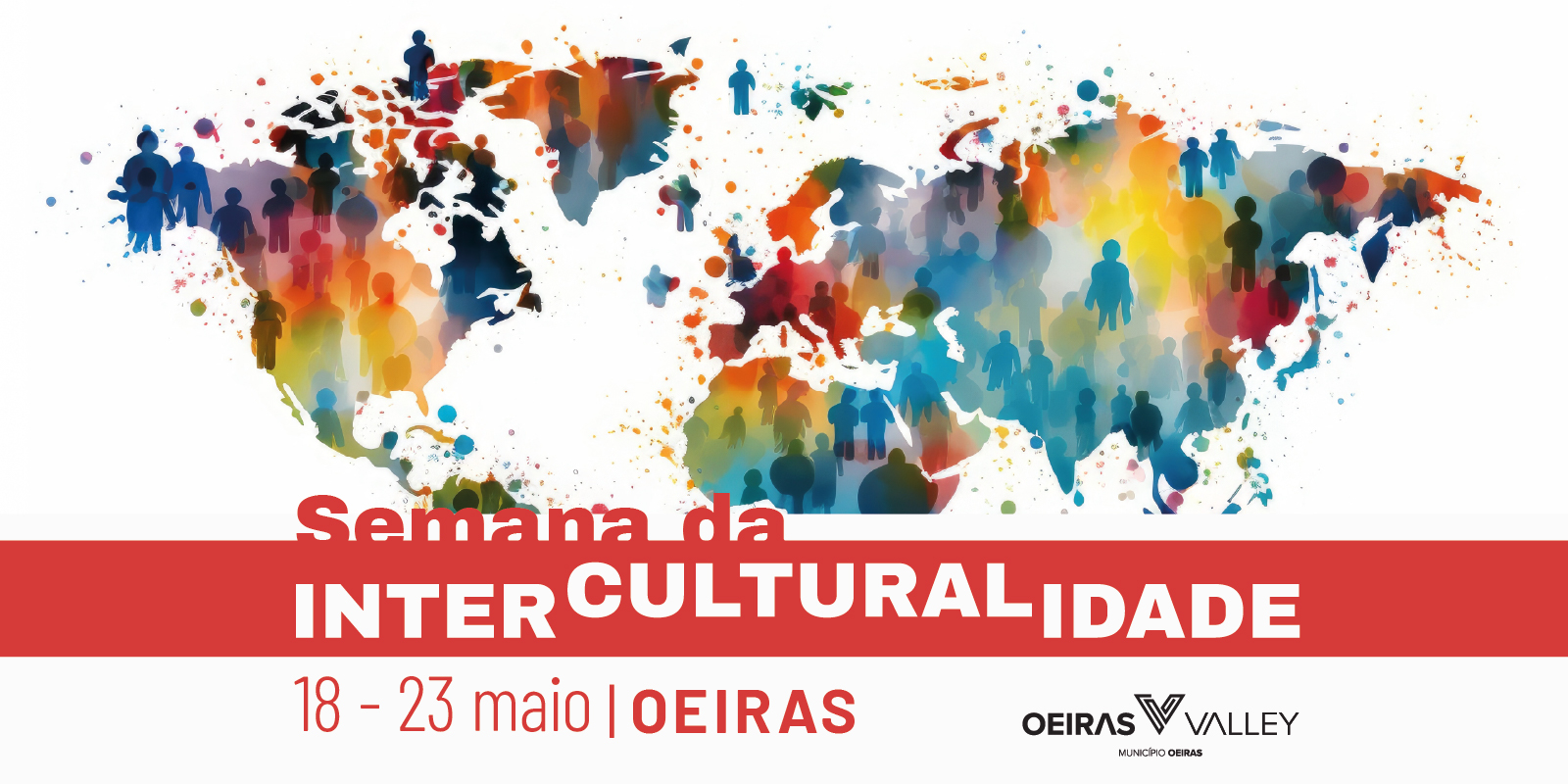 banner informativo do evento com ilustração do mapa mundo