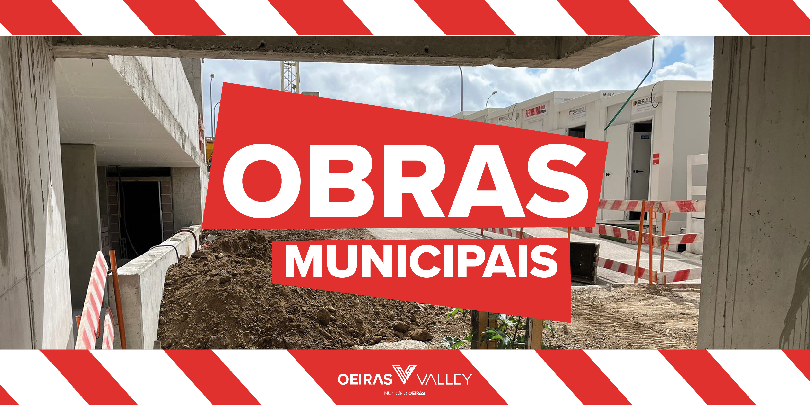 banner informativo com fotografia de obra