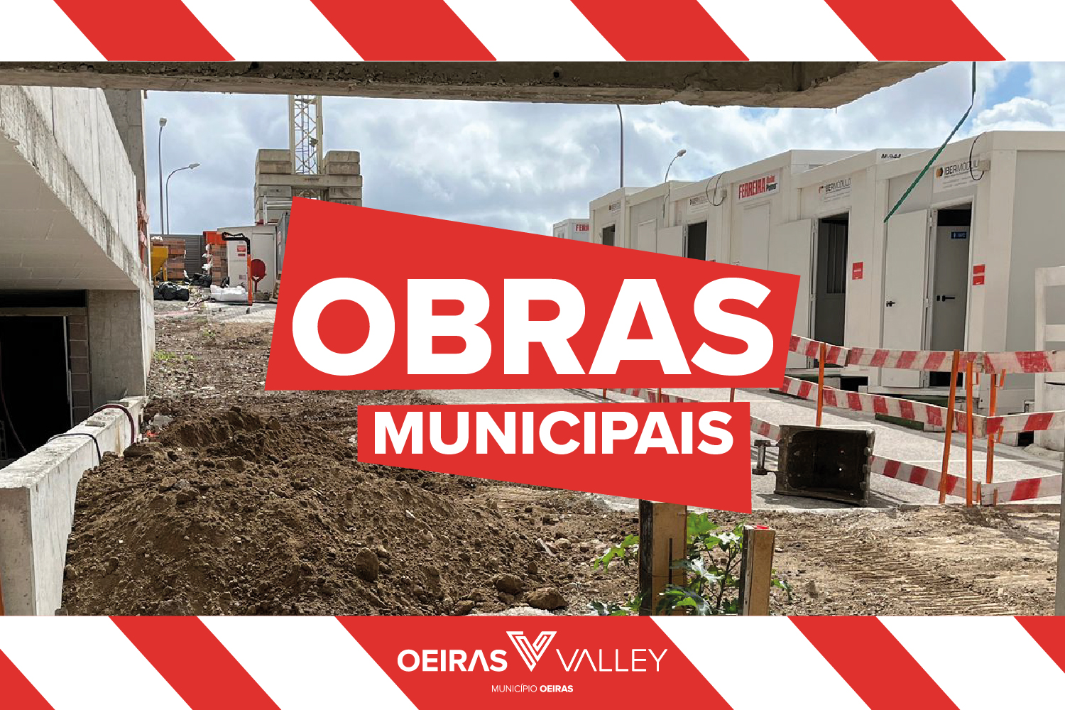 banner informativo com fotografia de obra