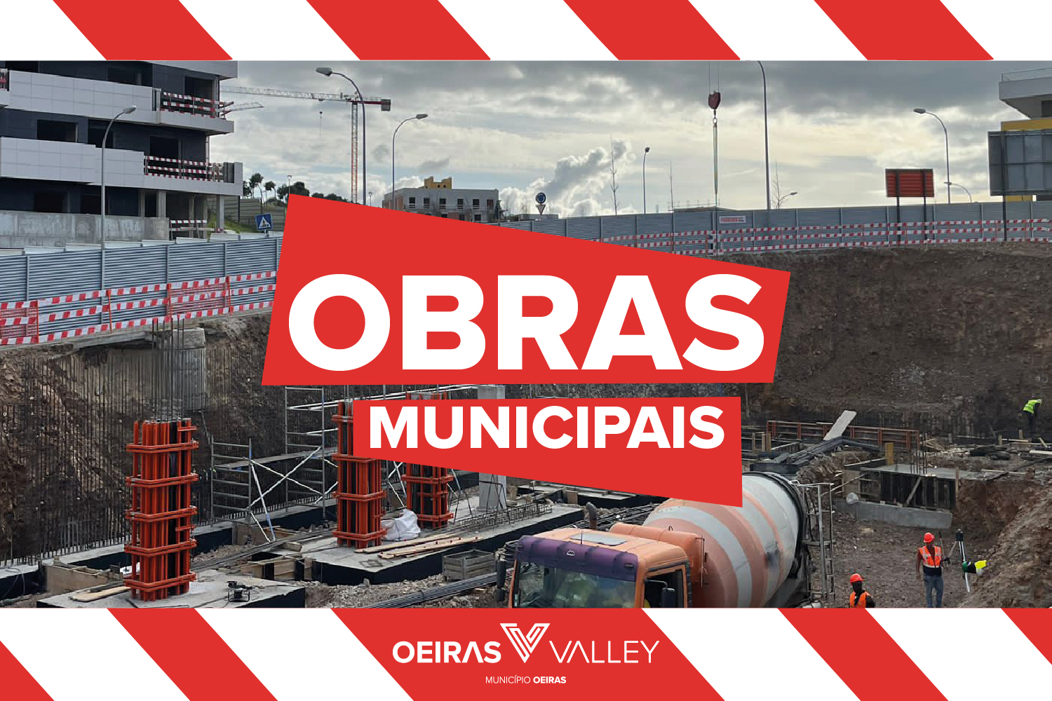 banner de obras municipais com fotografia de obra