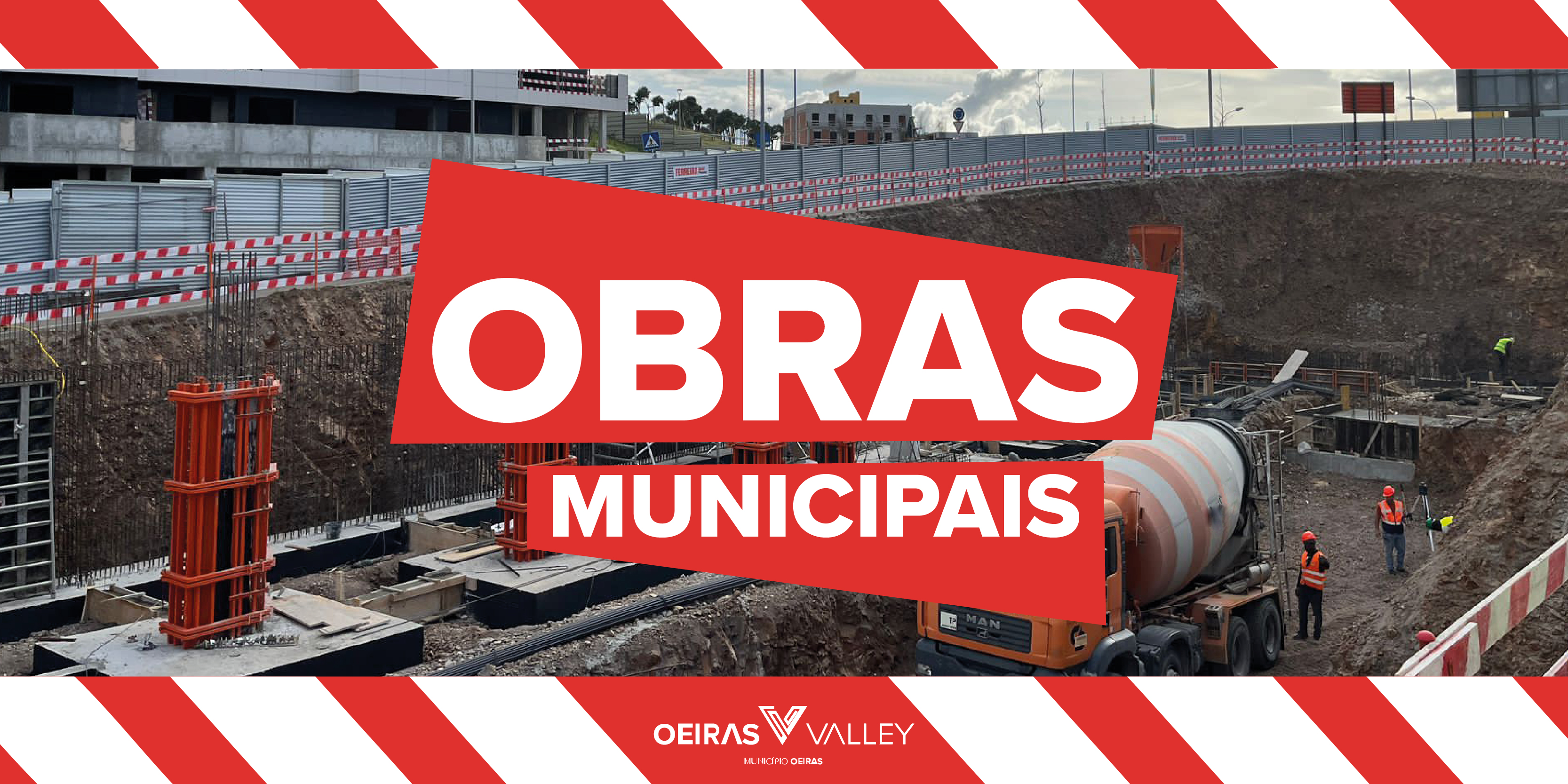banner de obras municipais com fotografia de obra